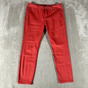 Curve Appeal Pants Women 10 Red Minimalist Jegging Chino Denim Flat Front Skinny